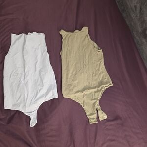 2 SKIMS Grey and Olive Green Bodysuits Bundle